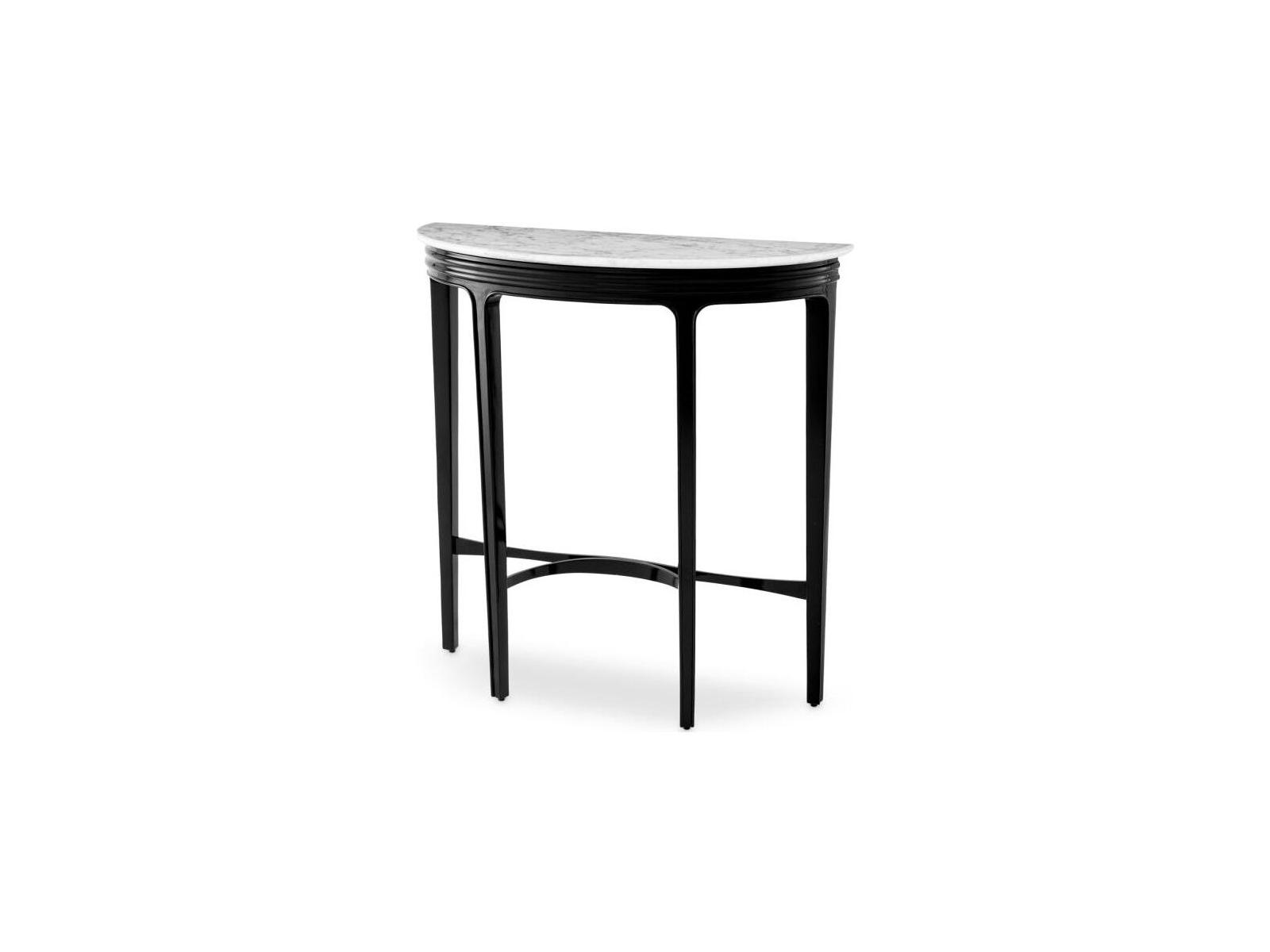 Ethnicraft Console Table Rochefort Piano Black Finish White Carrera Marble