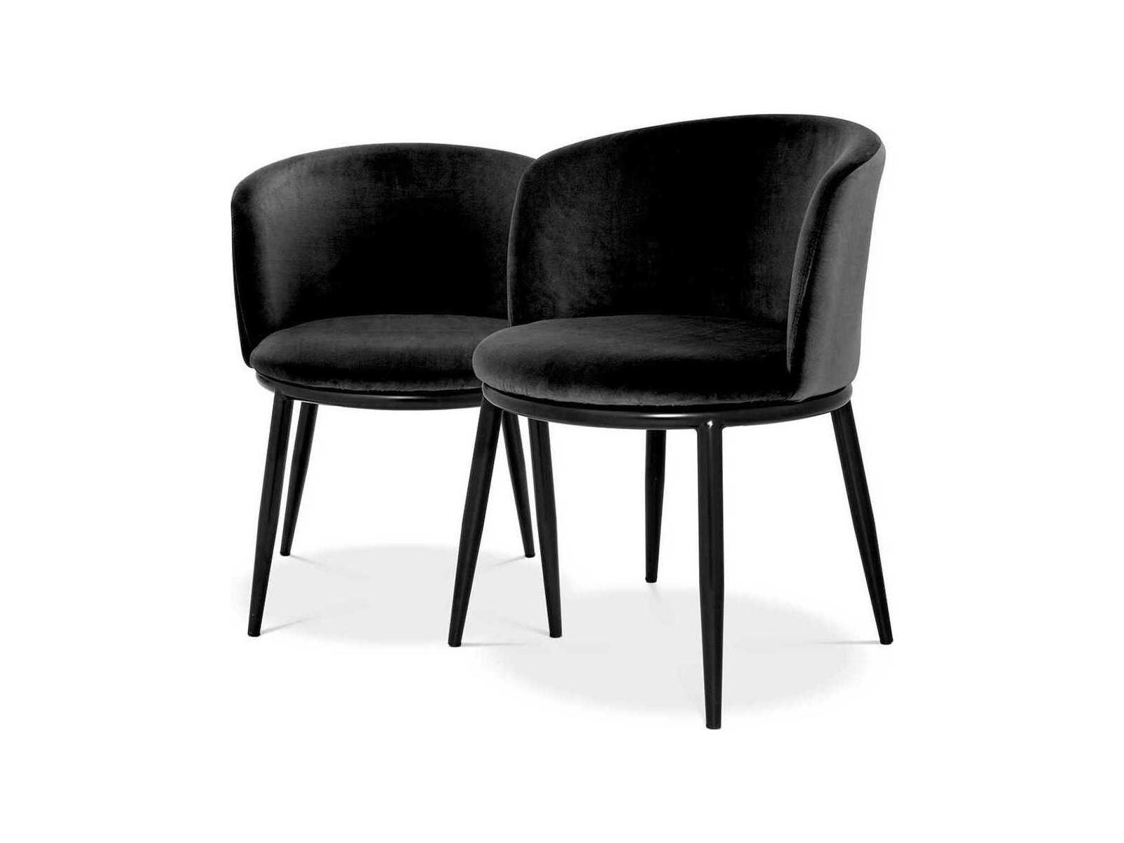 Eichholtz Filmore Black Upholstered Arm Dining Chair Set of 2