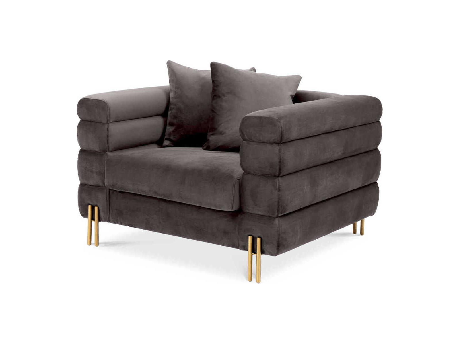 Eichholtz York Gray Velvet Chair and a Half