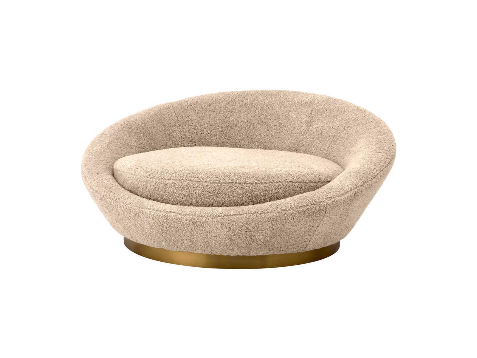Eichholtz Duardo Canberra Sand Brushed Brass Base Beige Upholstered Sofa
