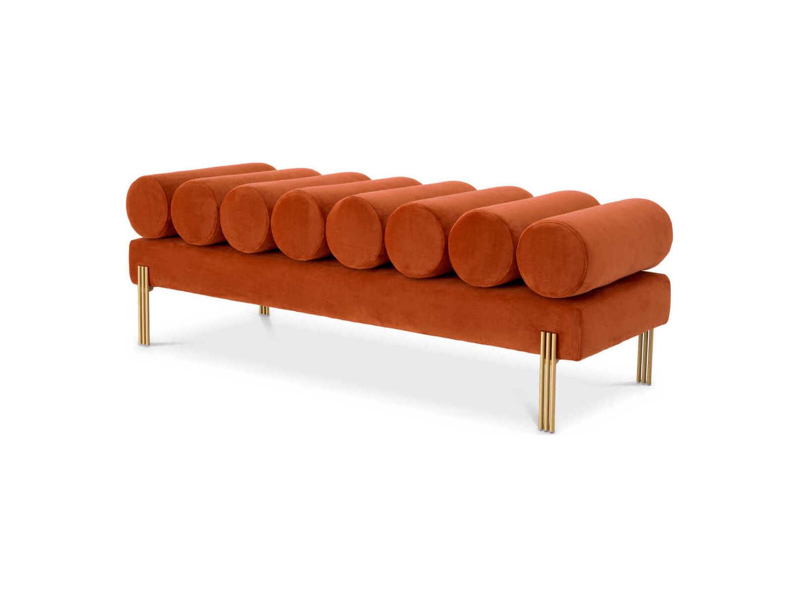 Eichholtz Oxley Orange Velvet Upholstered Accent Bench