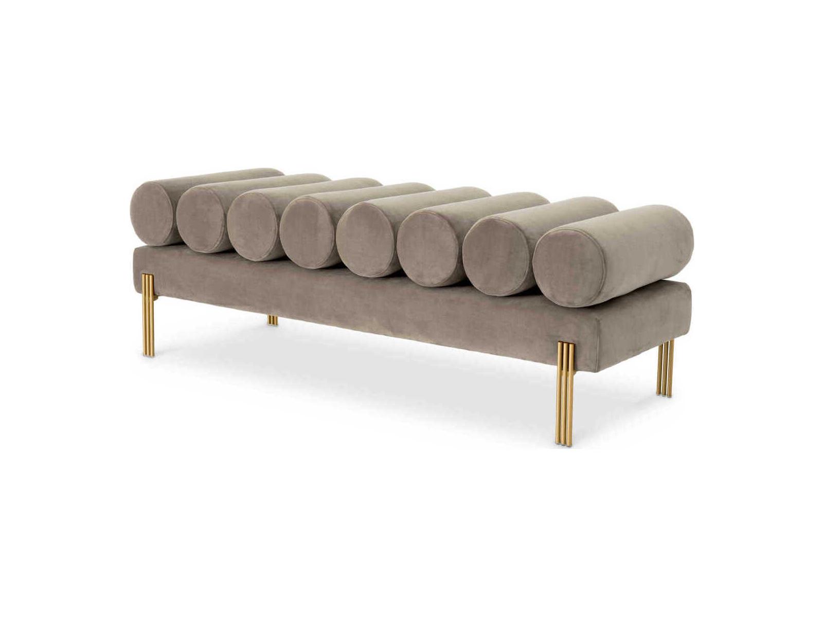 Eichholtz Oxley Gray Velvet Upholstered Accent Bench