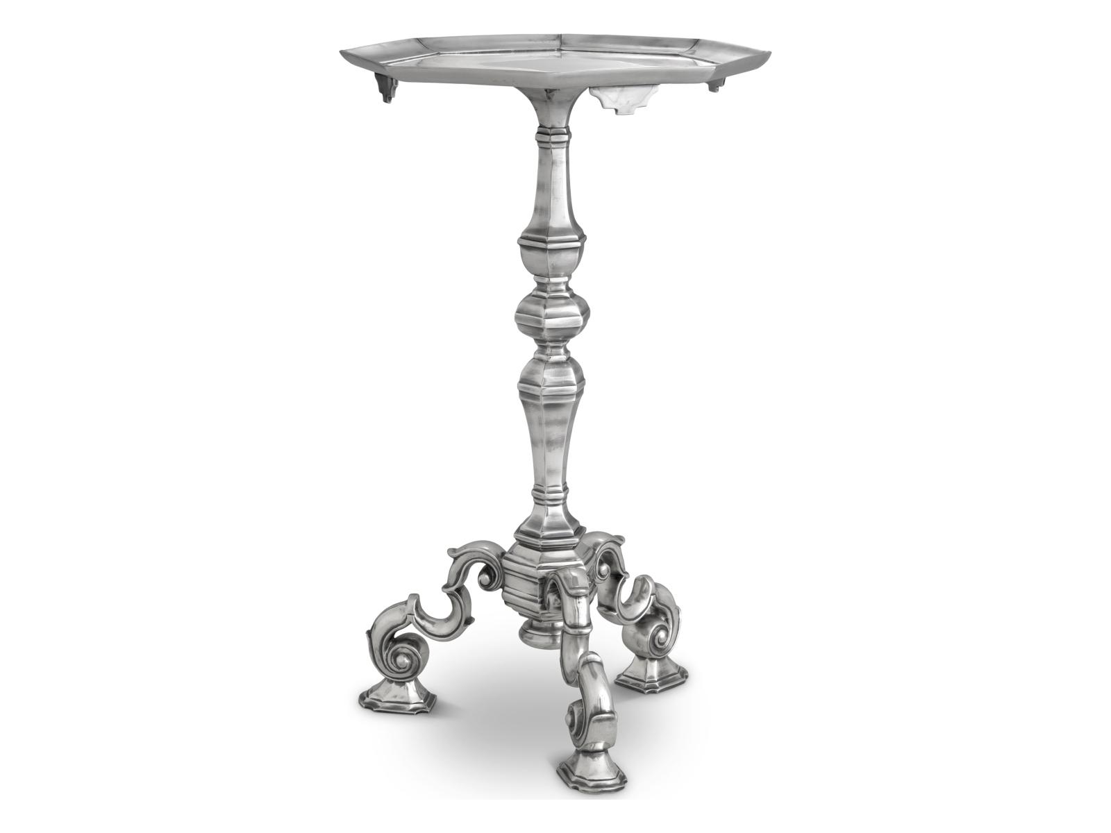 Eichholtz Hexagon Antique Silver Plated End Table