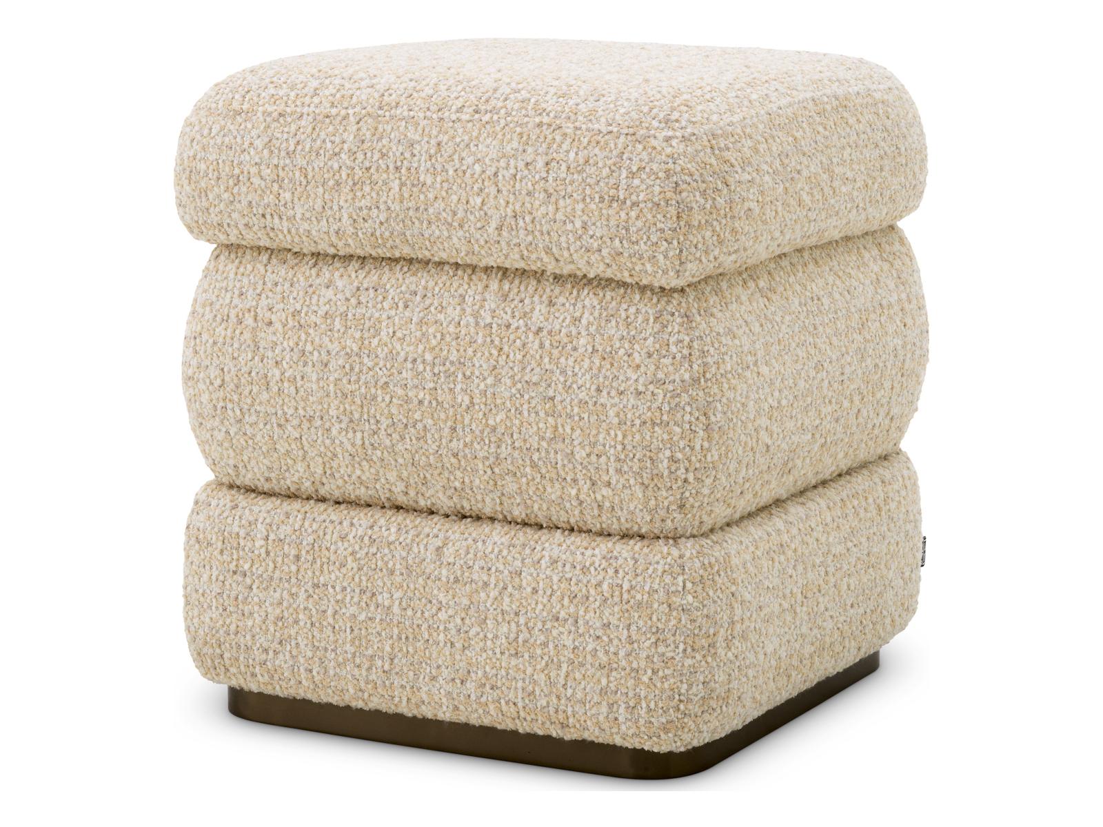 Eichholtz Winslow Chenille Beige X Bronze Base Upholstered Accent Stool