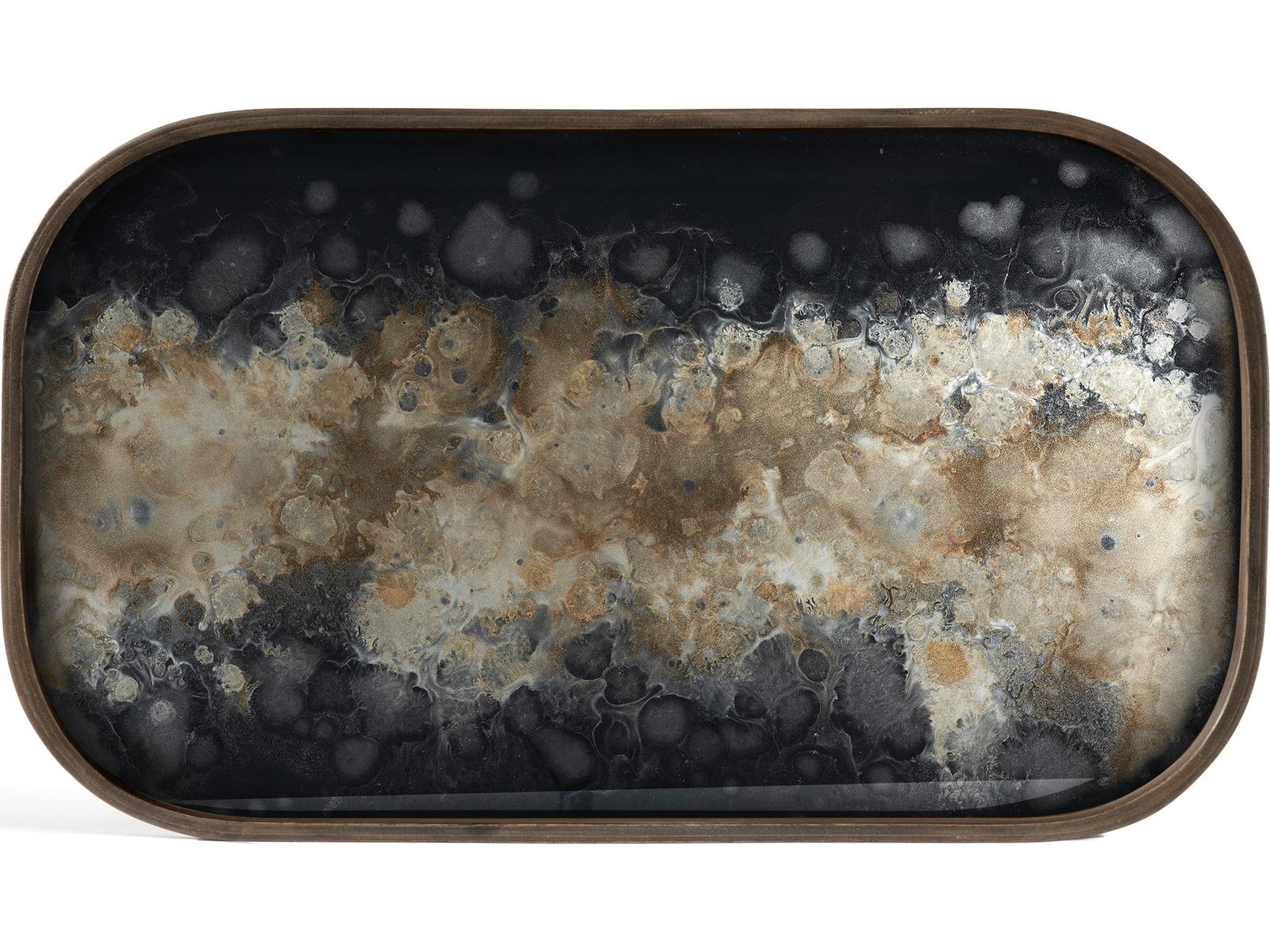 Ethnicraft Organic Valet Tray Glass Black Rectangular Xl