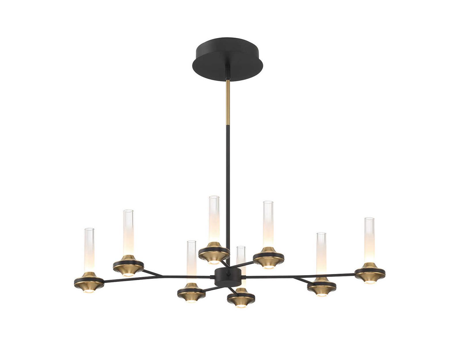 Eurofase Torcia 16-Light6-Light Black Brass Glass LED Cylinder Chandelier