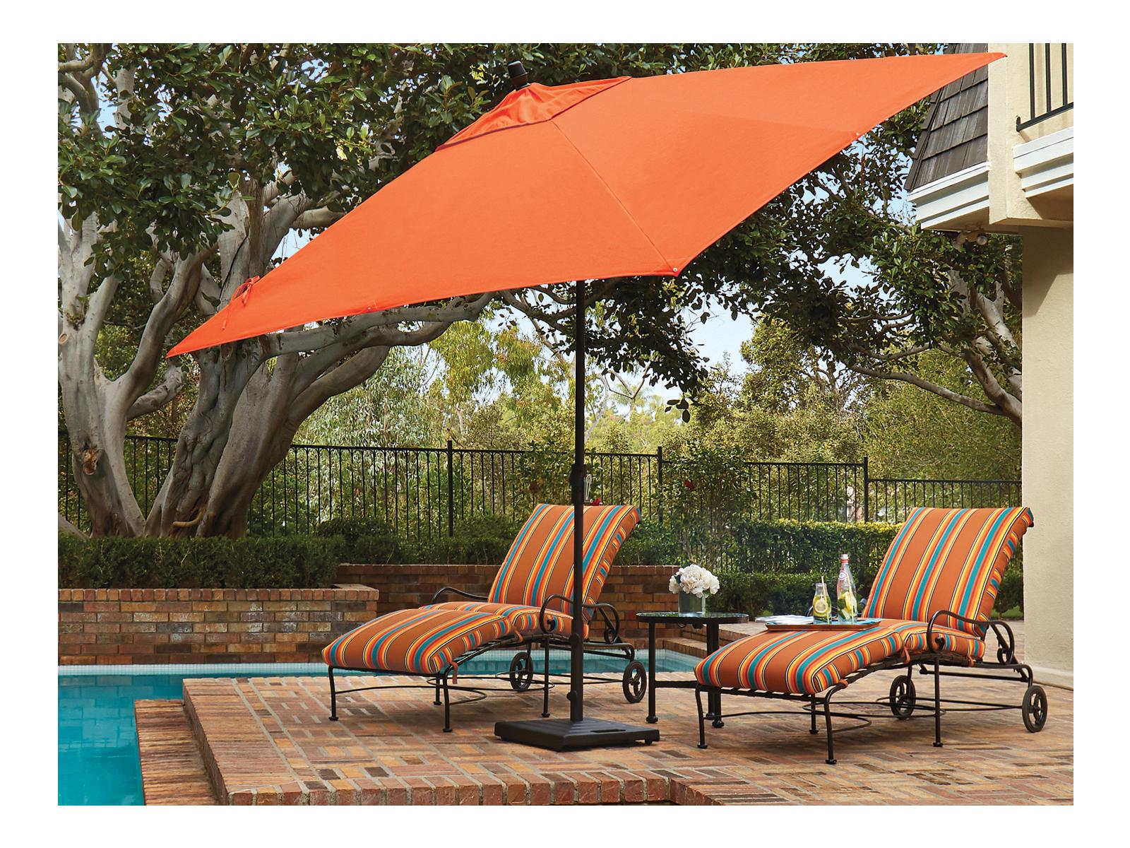 Treasure Garden Market Aluminum 8 x 10 Foot Rectangular Crank Lift Auto Tilt Outdoor Umbrella