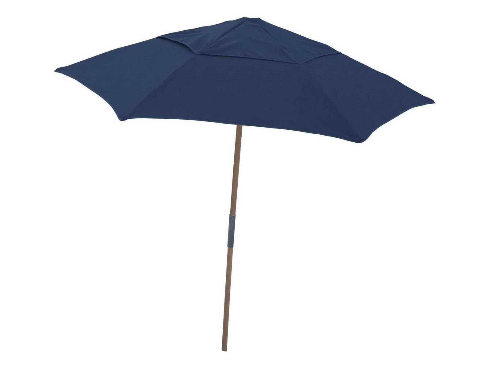 Fiberbuilt Outdoor Umbrellas Beach Oakwood 7.5 Foot Hexagon Push Up Outdoor Umbrella