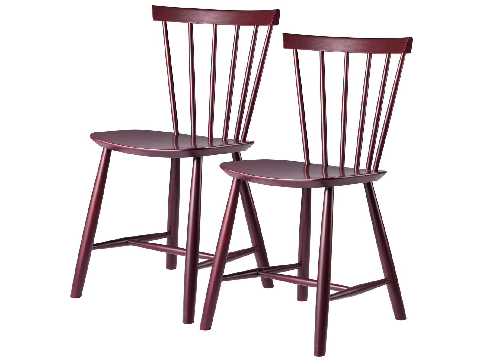 FDB Mobler J46 Beech Wood Red Armless Dining Chair Set of 2