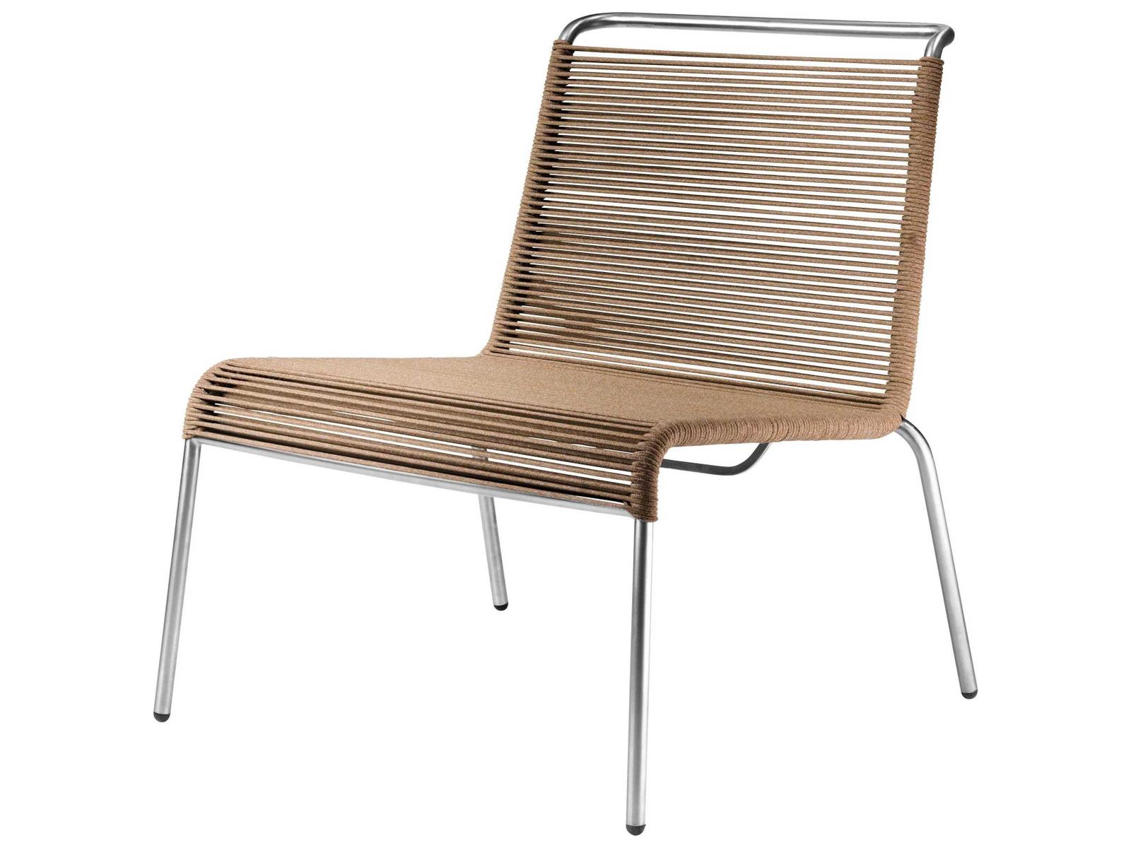 FDB Mobler Outdoor Salto Brown Mixed Steel Rope Lounge Chair