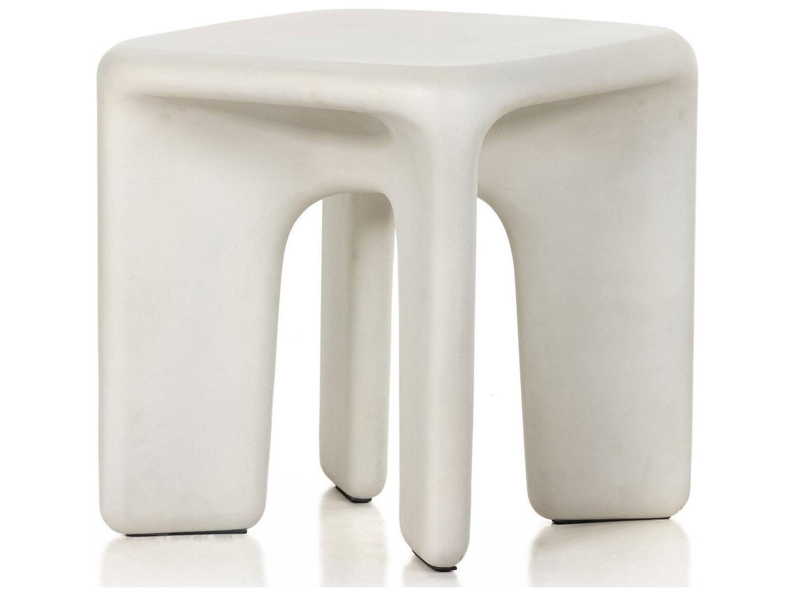 Four Hands Thayer Dante Square White Concrete End Table