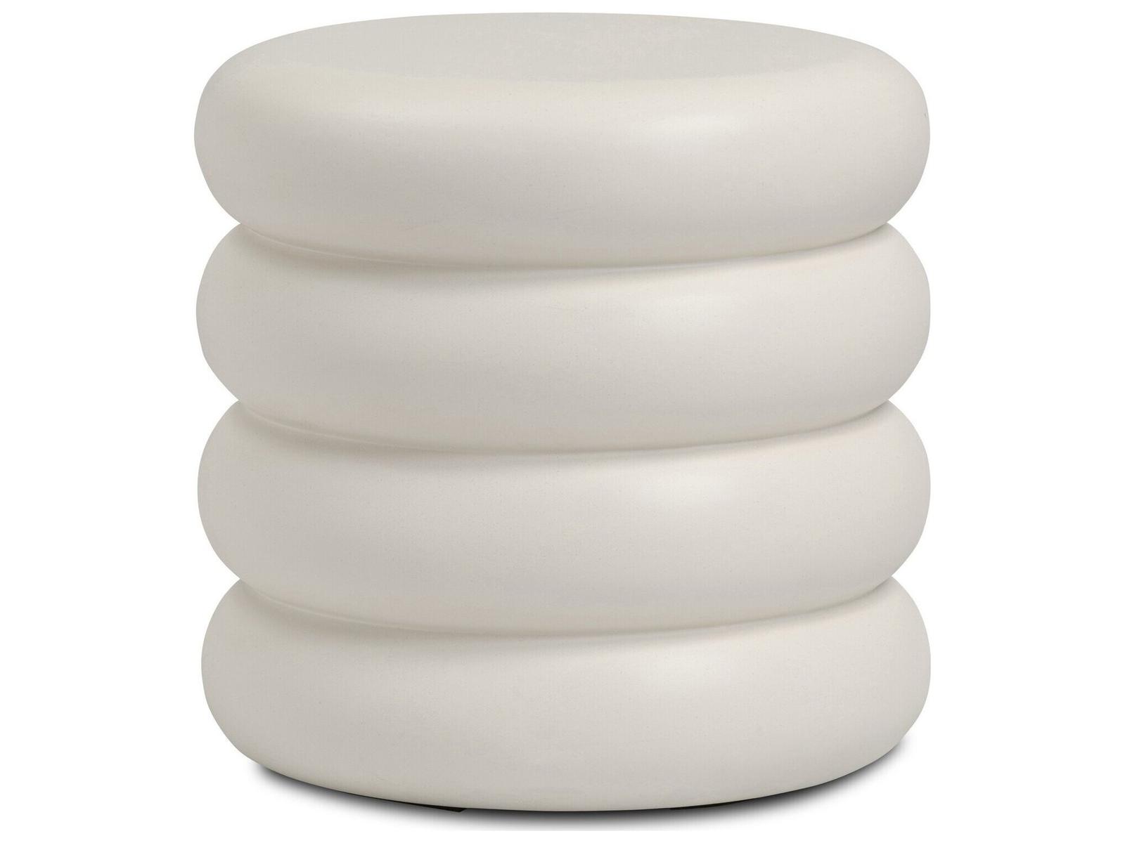 Four Hands Thayer West Round Concrete Ivory Clay End Table