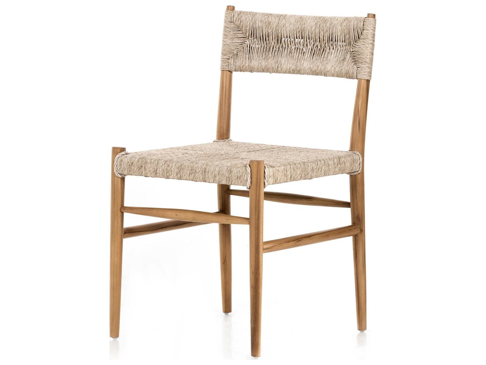 Four Hands Outdoor Grass Roots Natural Teak / Vintage White Polypropylene Dining Chair