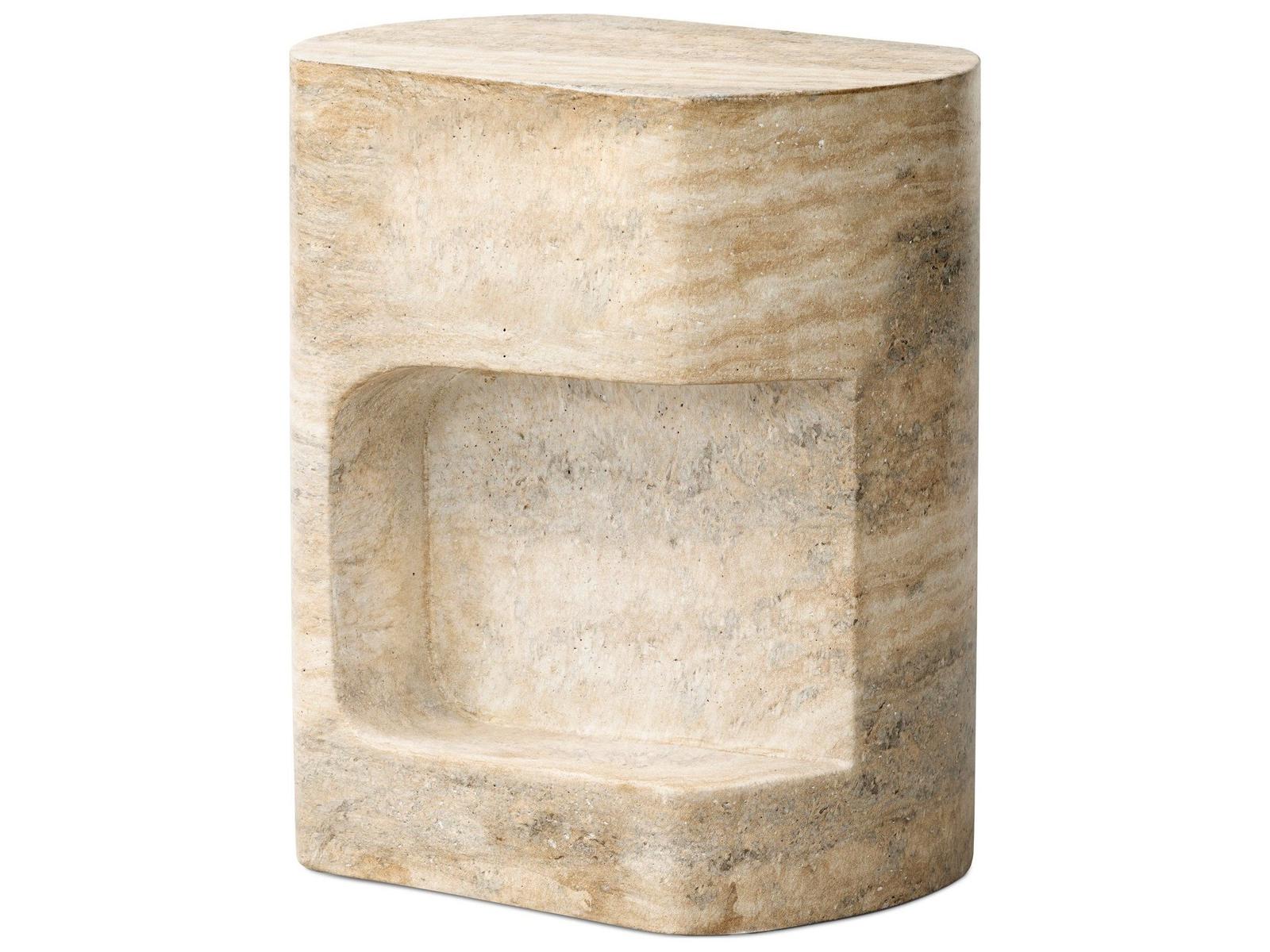 Four Hands Chandler Oval Concrete Textured Sandy Grey End Table