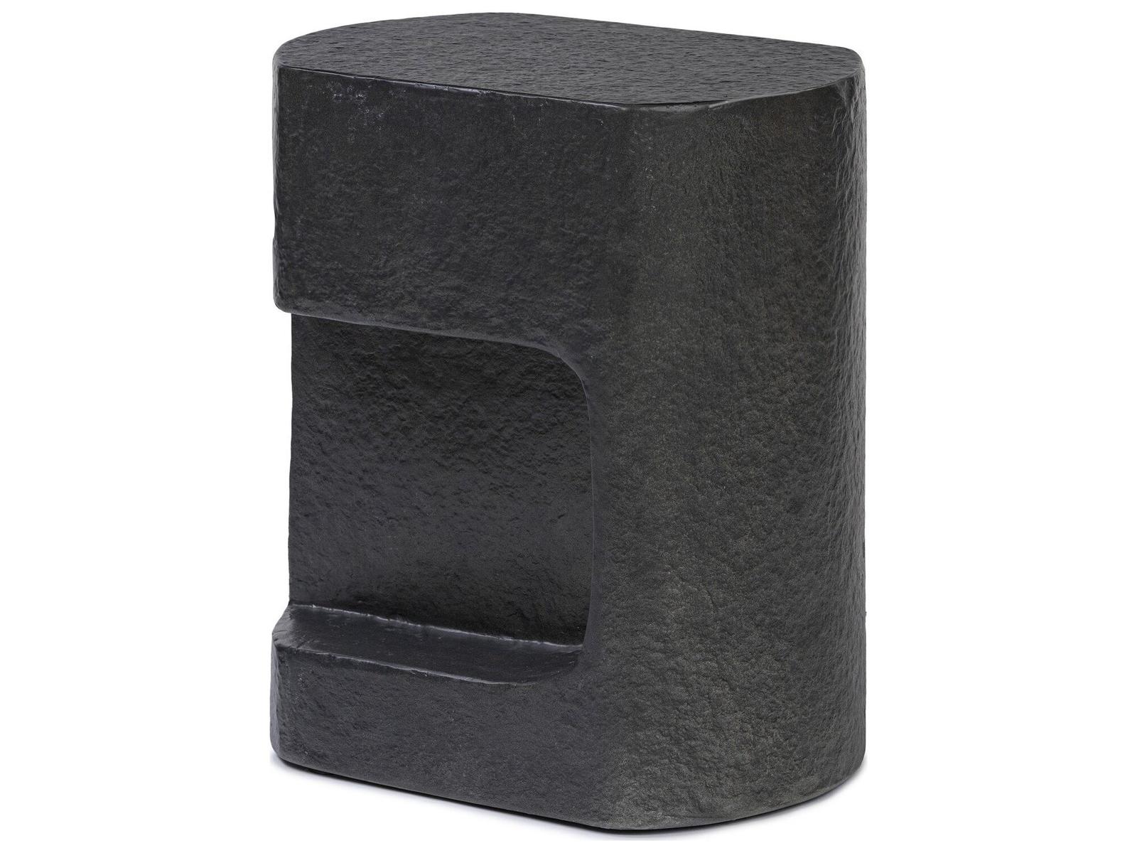 Four Hands Chandler Clementine Distressed Graphite Concrete Oval End Table