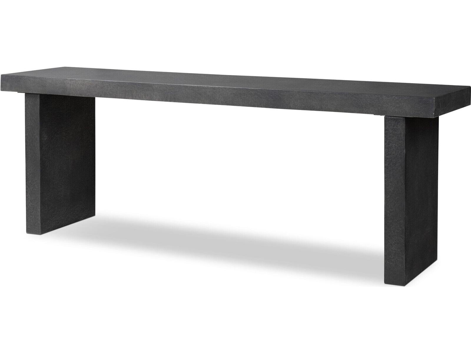 Four Hands Outdoor Chandler Huesca Distressed Graphite Concrete Teak Rectangular Console Table