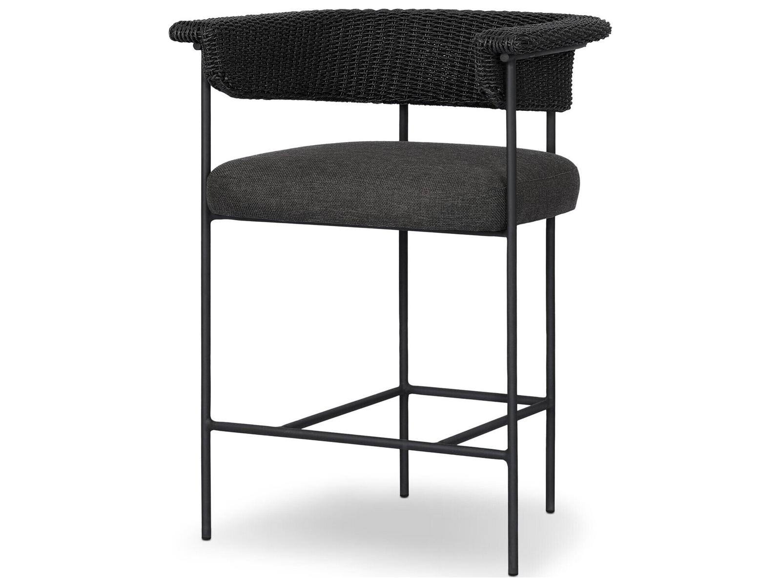Four Hands Outdoor Carrie Stool Faux Black Hyacinth Counter