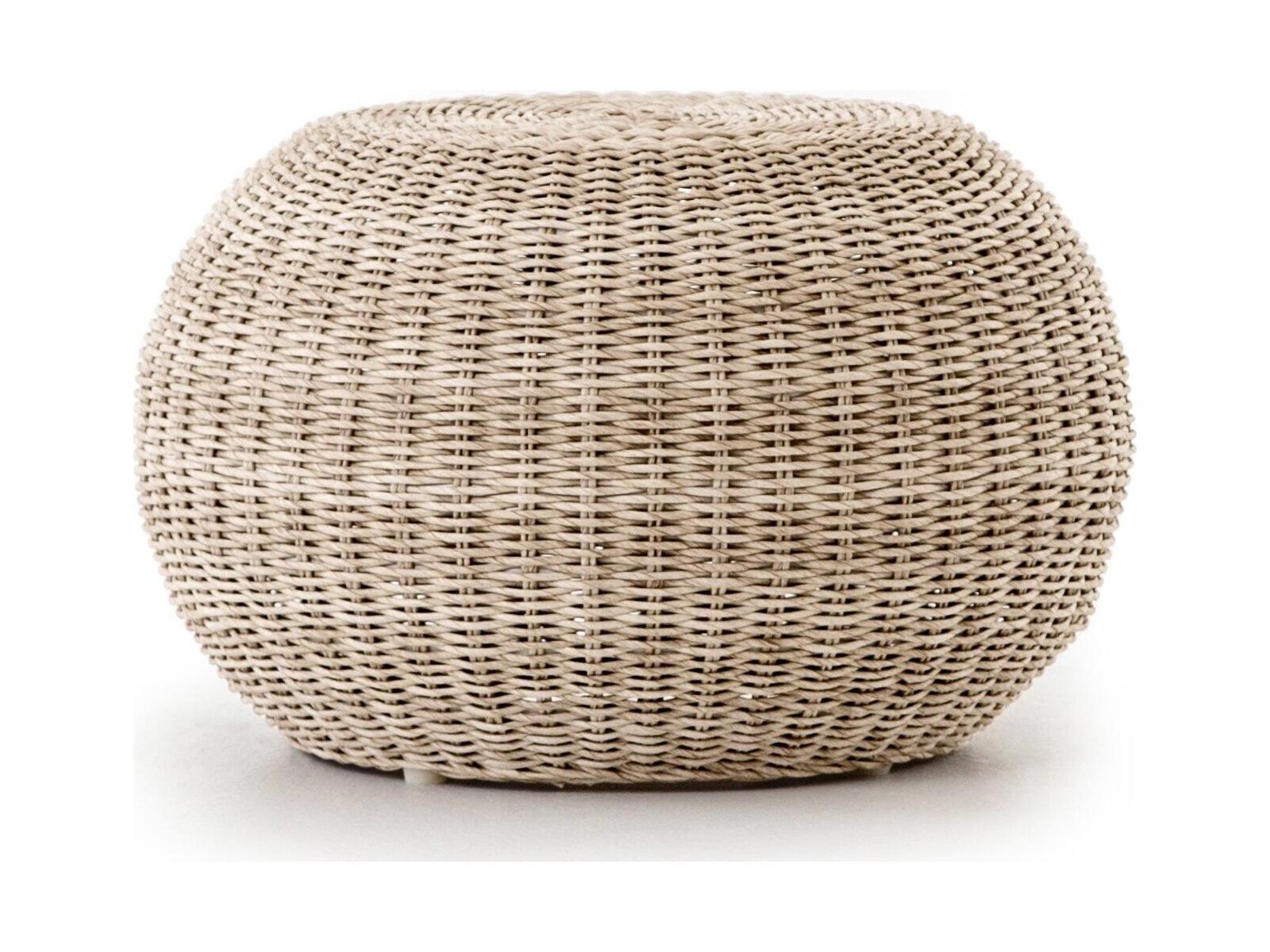 Four Hands Outdoor Grass Roots Vintage White Ottoman