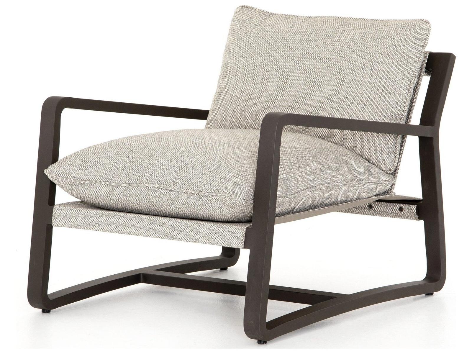 Four Hands Outdoor Solano Bronze Aluminum Lounge Chair with Faye Ash Cushion
