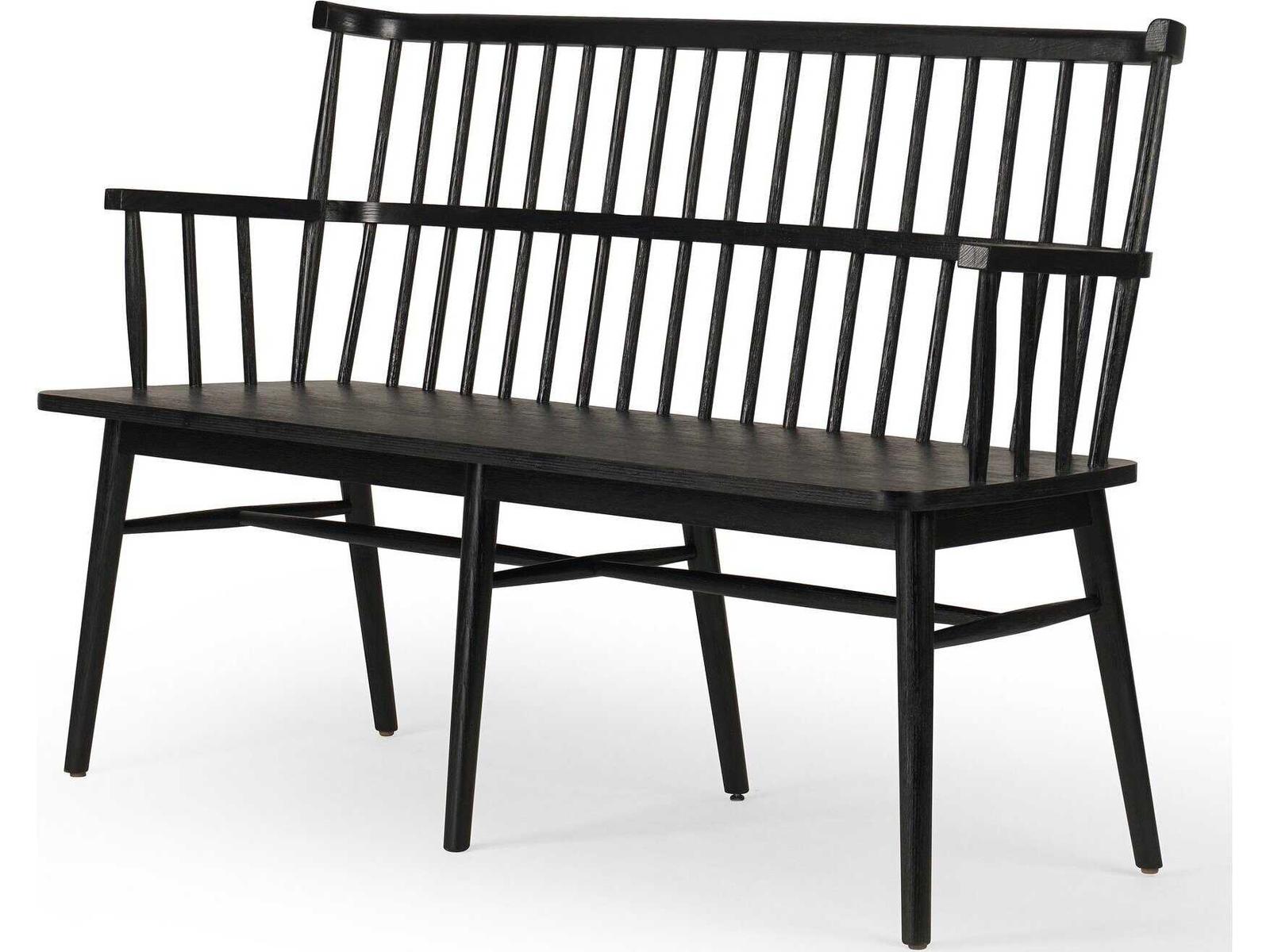 Four Hands Keston Aspen Matte Black  Bench