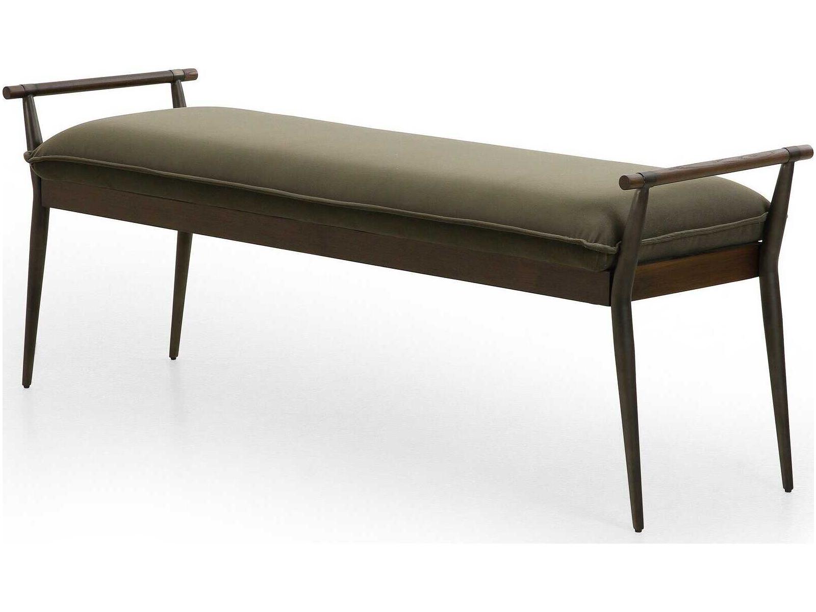 Four Hands Grayson Charlotte Modern Velvet Loden Upholstered Bench