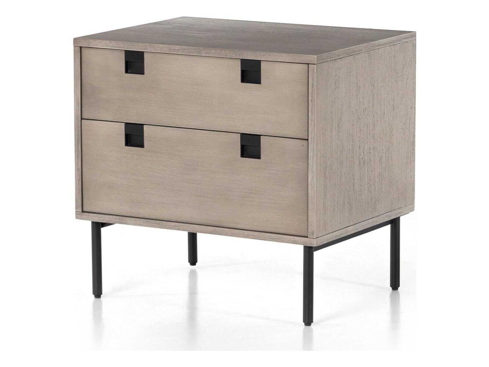 Four Hands Patten Carly 2-Drawers Gray Acacia Wood Nightstand