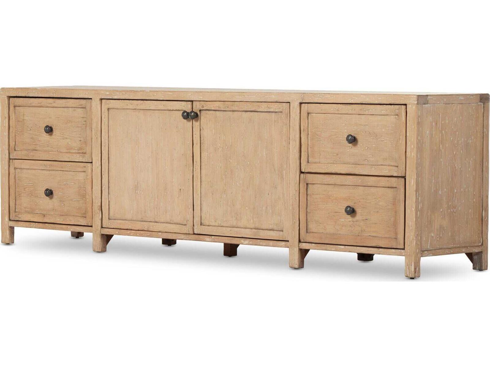 Four Hands Cordella Gaines 92" Pine Wood Aged Light Distressed Copper Media Console