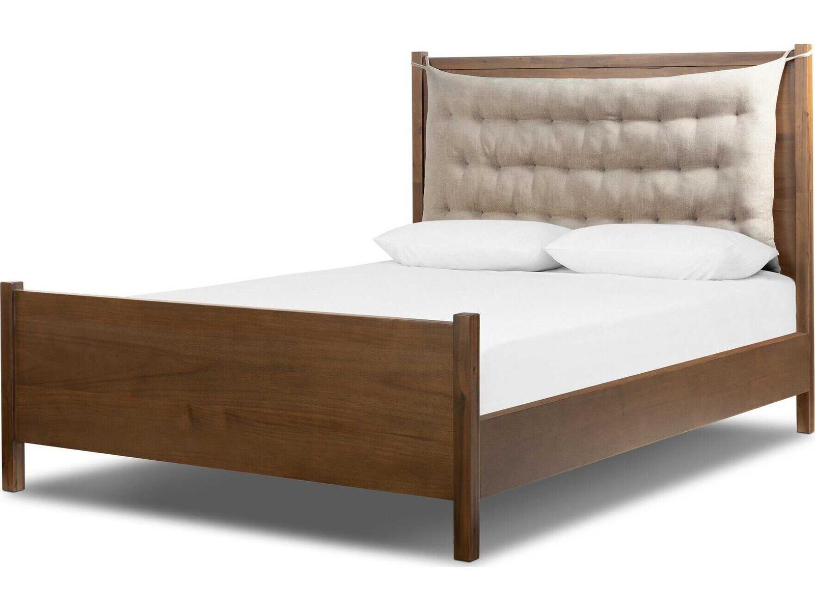 Four Hands Patten Sullivan Brown Acacia Wood Upholstered King Panel Bed