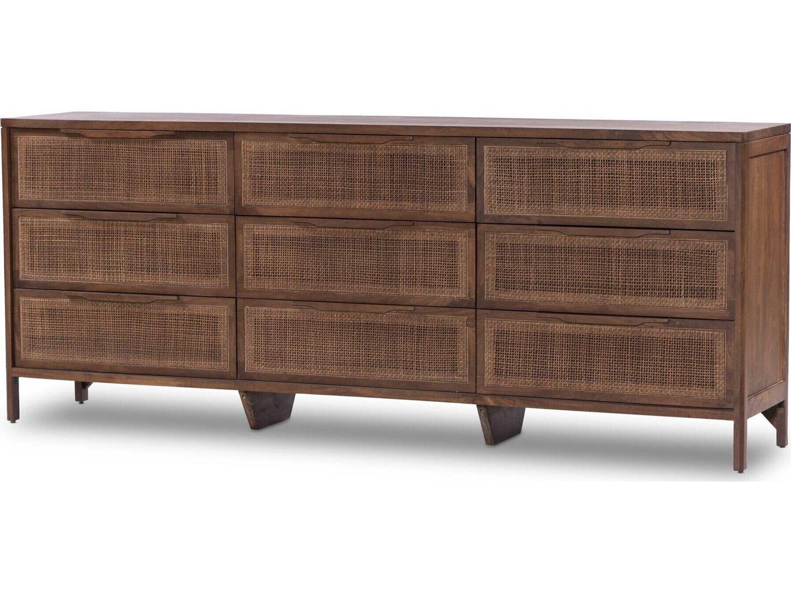 Four Hands Prescott 9-Drawers Mango Wood Triple Dresser