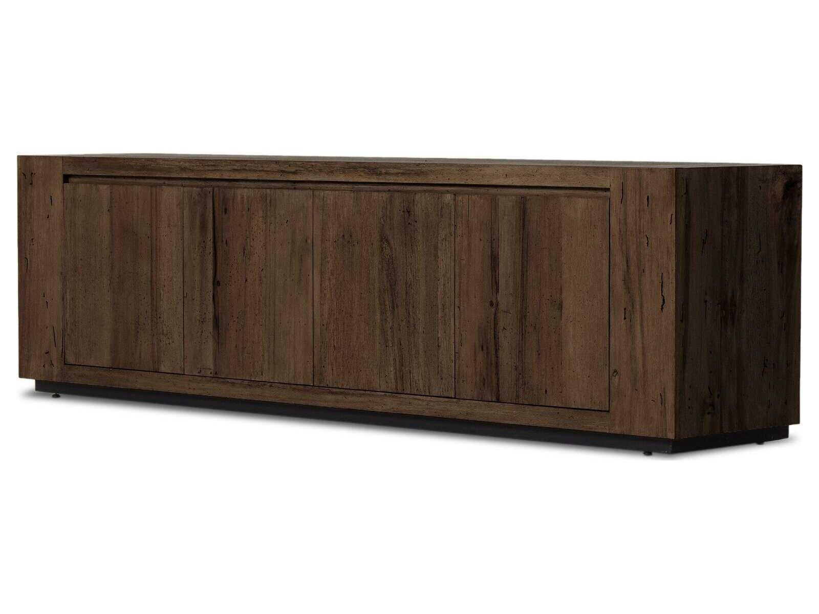 Four Hands Wesson Abaso 94" Hardwood Black Ebony Rustic Wormwood Oak Media Console