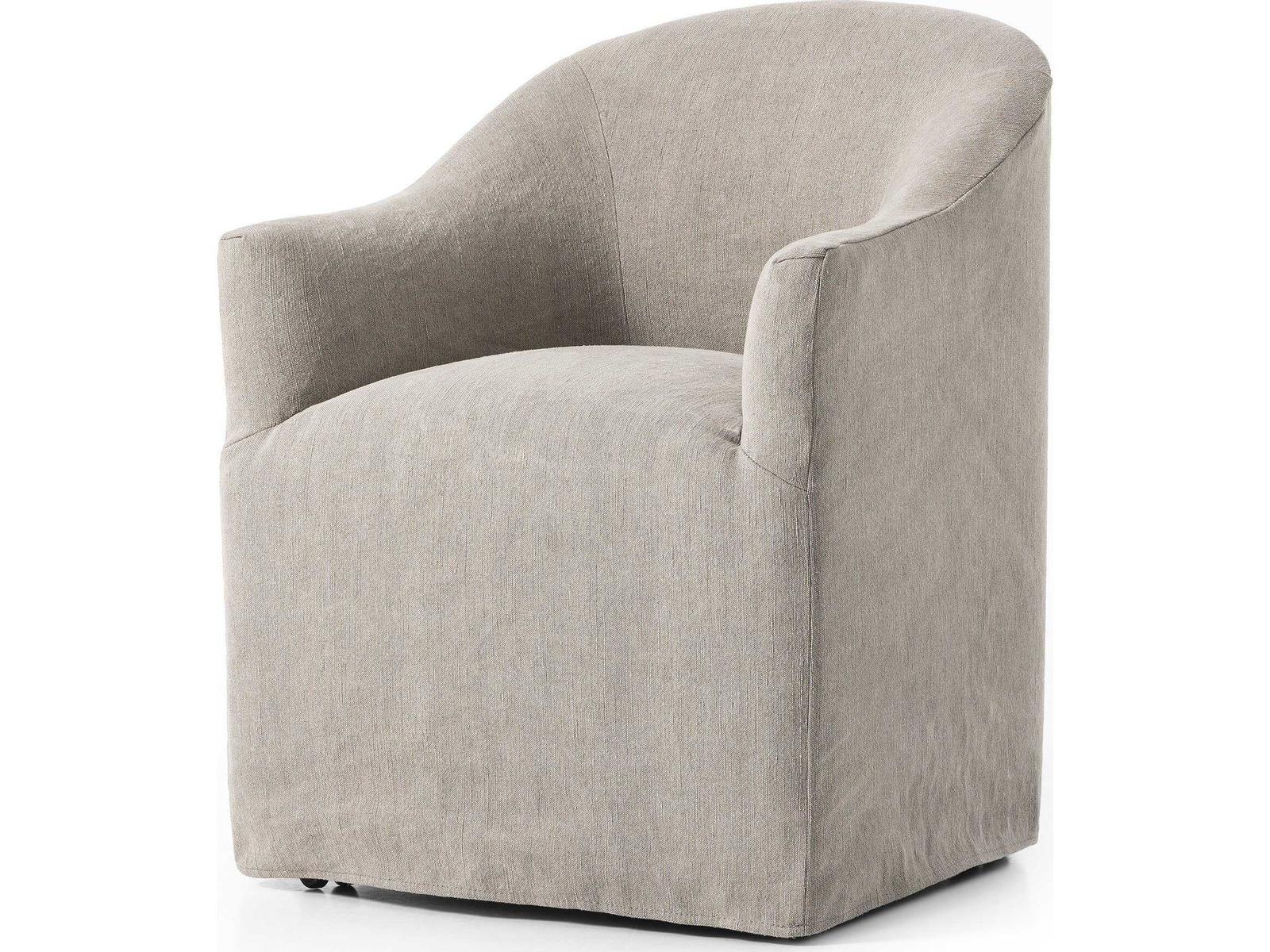 Four Hands Kensington Cove Heather Twill Stone Dining Chair w/ Casters