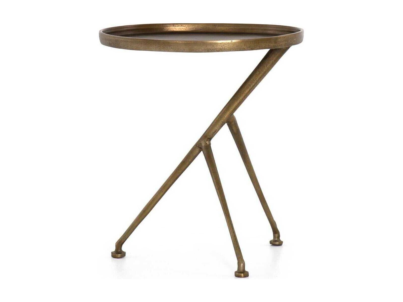 Four Hands Marlow Schmidt Oval Metal Raw Antique Brass End Table