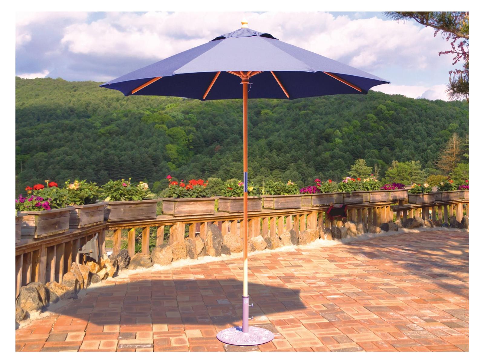 Galtech Quick Ship Cafe & Bistro Wood 7.5 Foot Octagon Push Up Lift Outdoor Patio Umbrella