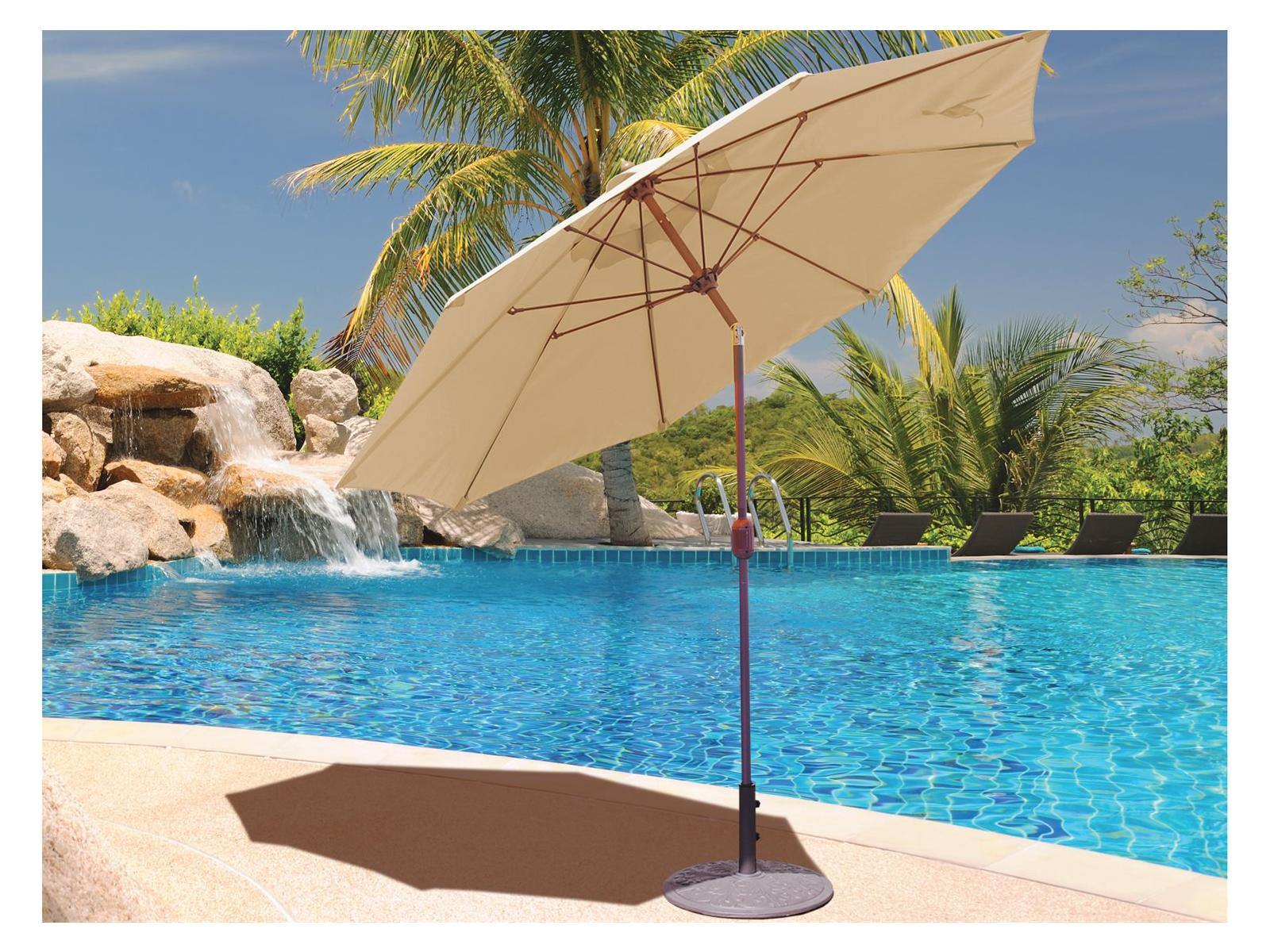 Galtech Quick Ship Aluminum 9 Foot Octagon Crank Lift Manual Tilt Outdoor Patio Umbrella