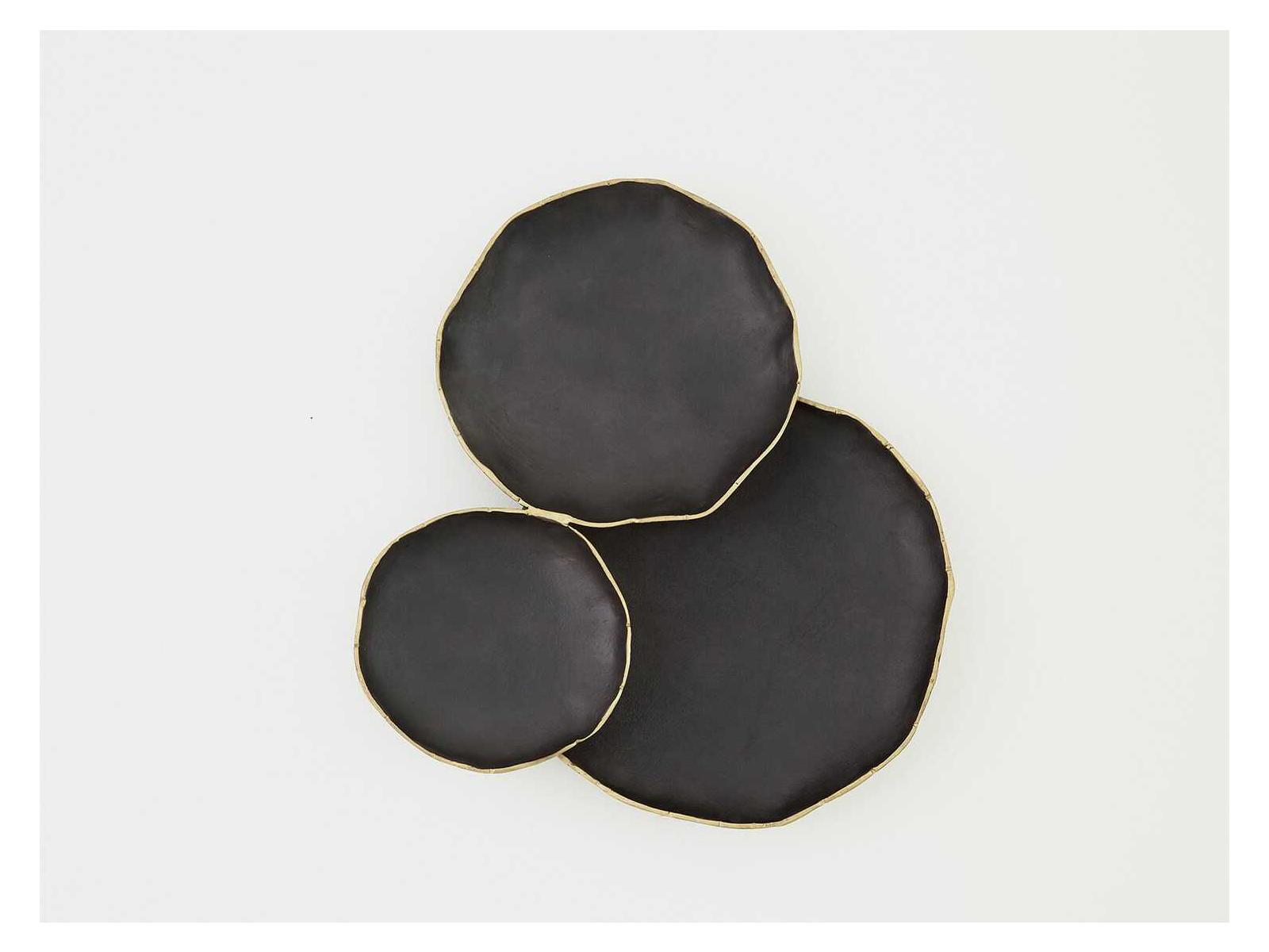 Global Views Tipped Edge Black / Antique Brass 28" 3-Cluster Wall Decor