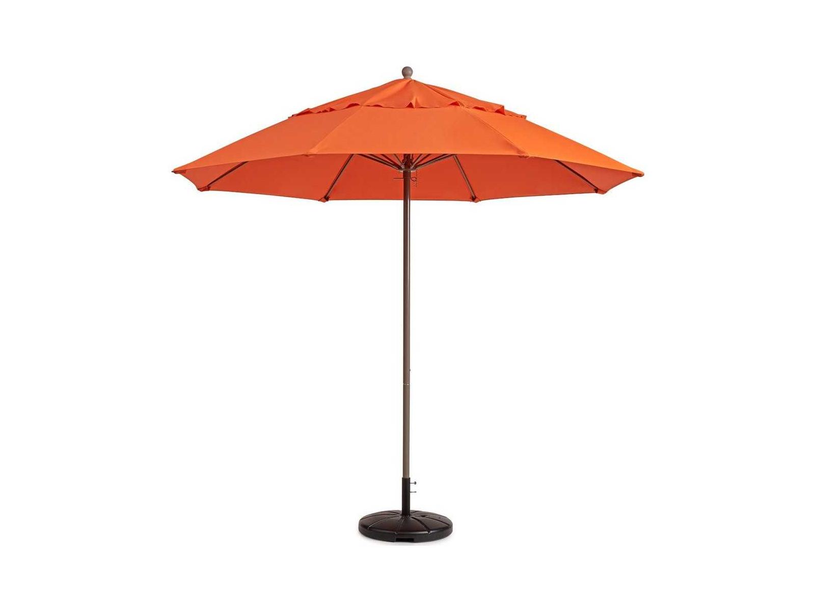 Grosfillex Windmaster Aluminum 7 Foot Round Fiberglass Outdoor Patio Umbrella in Orange