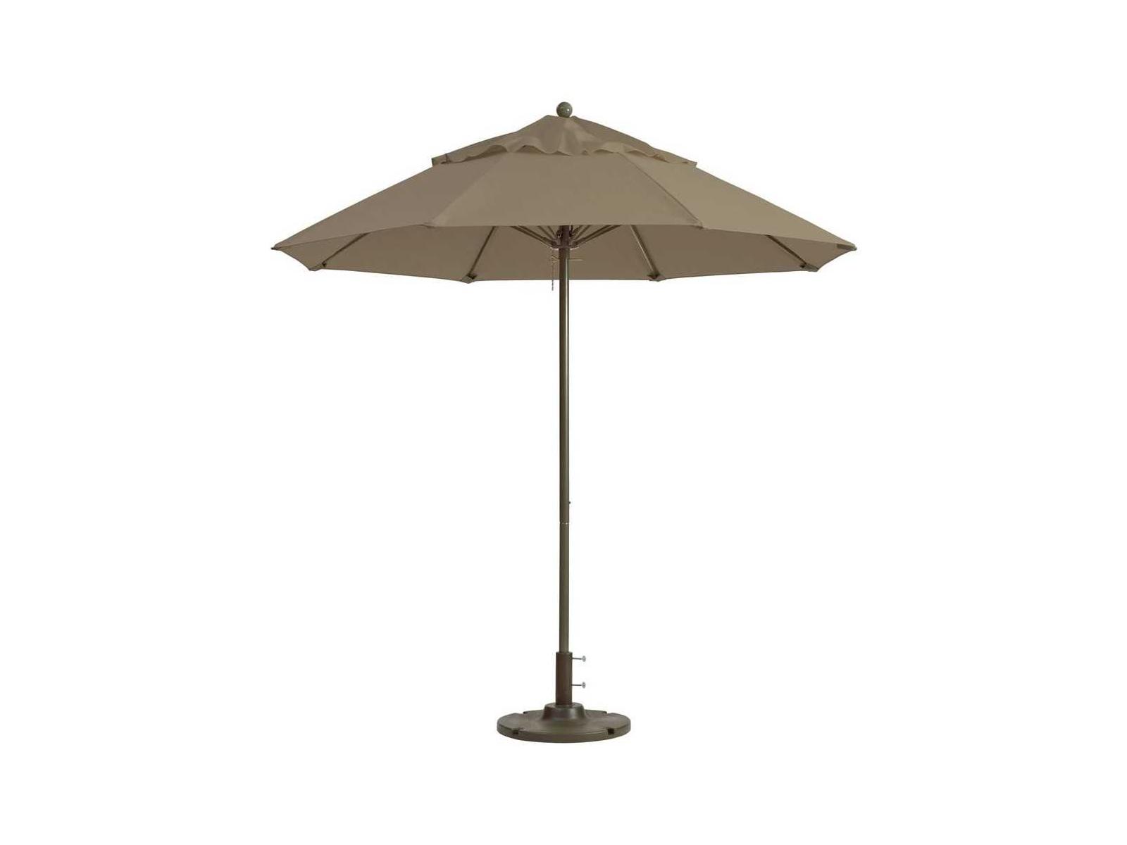 Grosfillex Windmaster Aluminum 7 Foot Round Fiberglass Patio Umbrella in Taupe