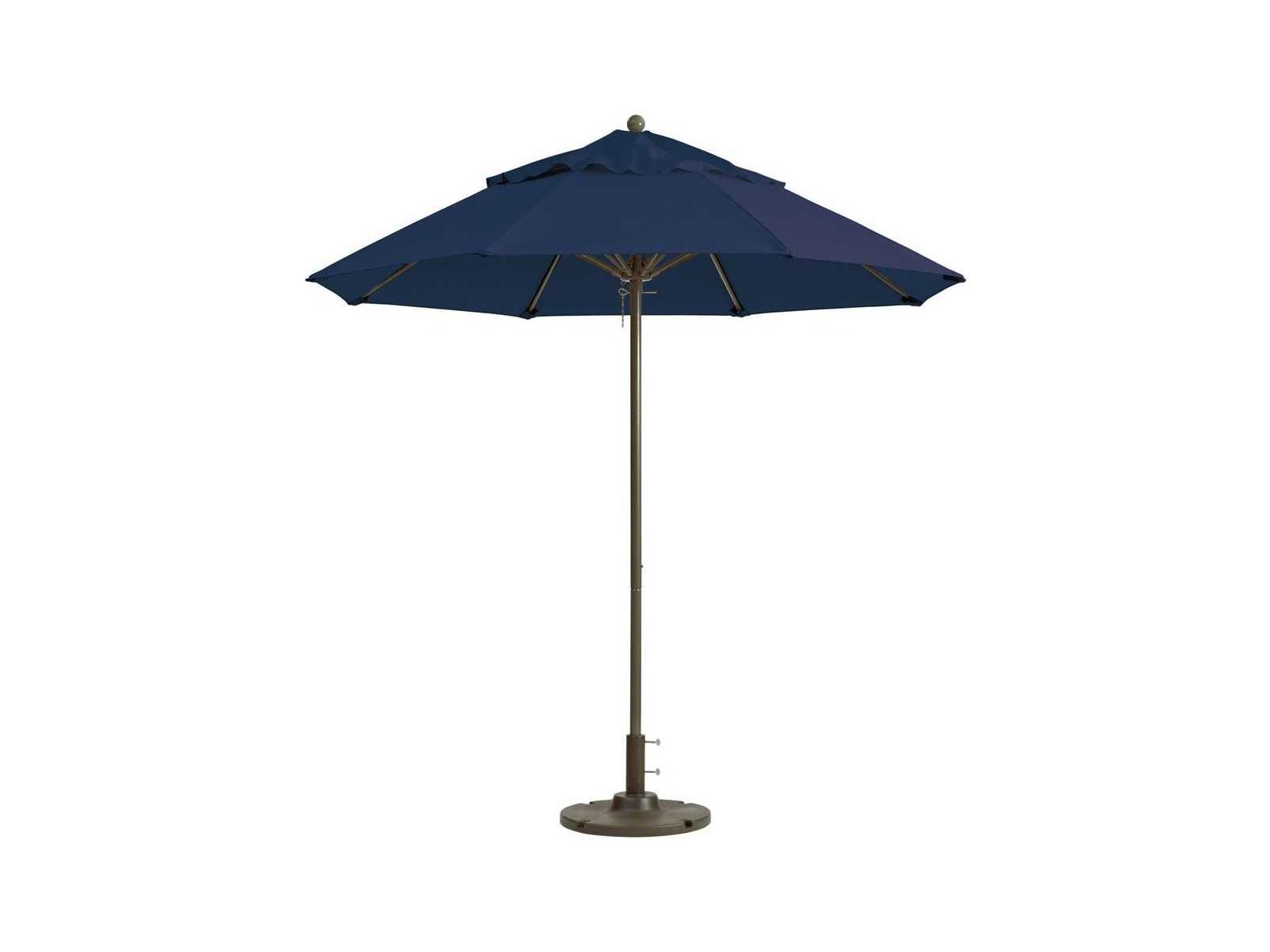 Grosfillex Windmaster Aluminum 7 Foot Round Fiberglass Outdoor Patio Umbrella in Navy