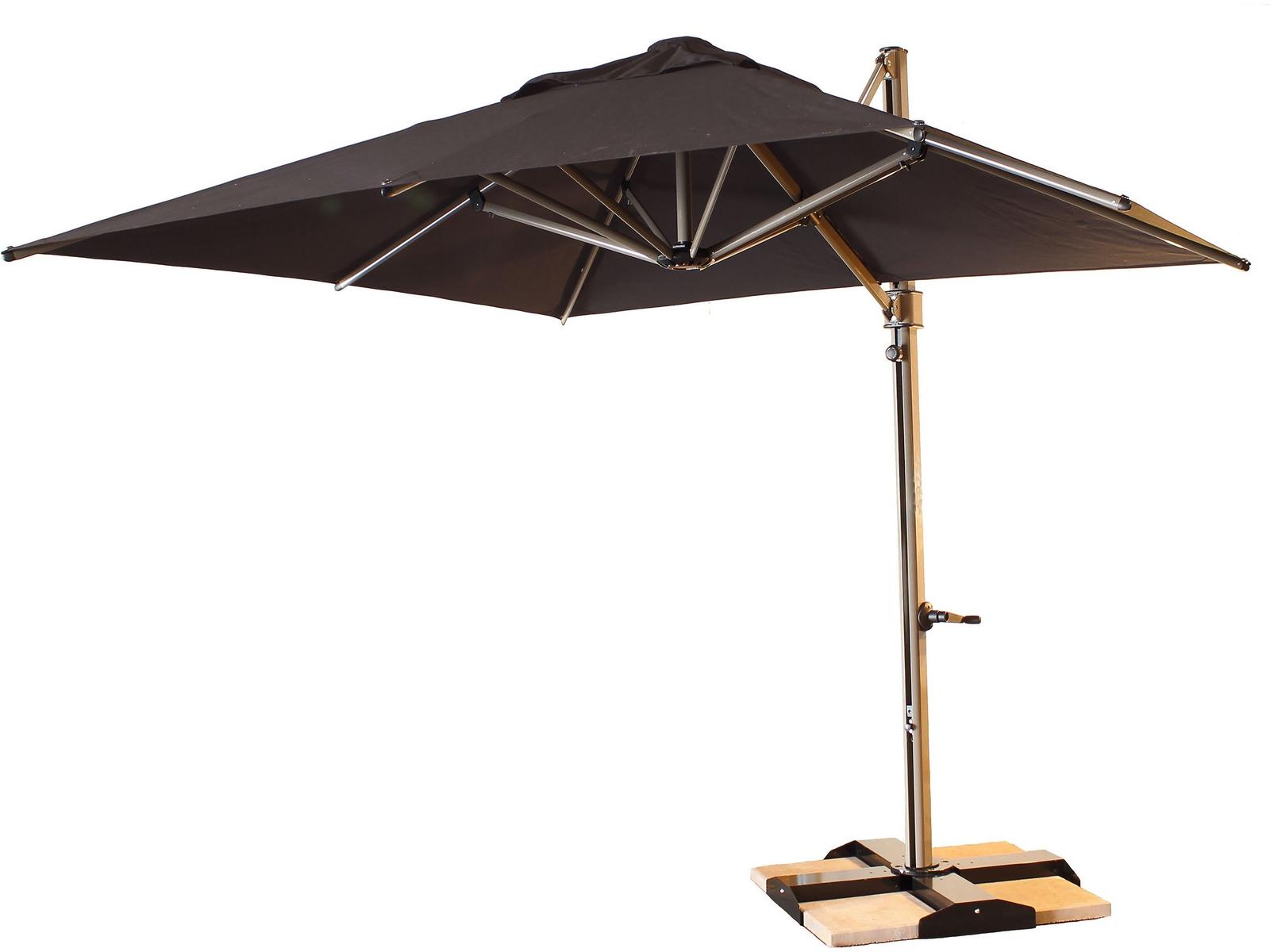 Grosfillex Windmaster Aluminum 10 Foot Square Fiberglass Outdoor Patio Umbrella in Charcoal Gray