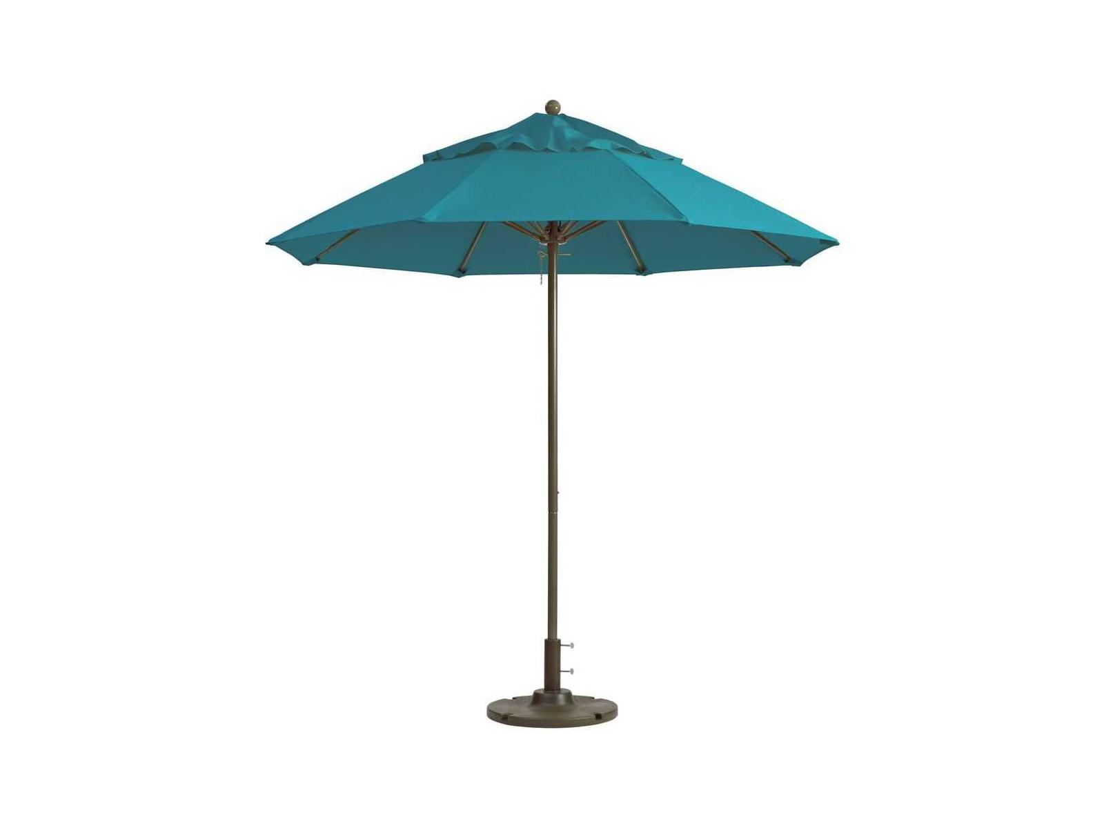 Grosfillex Windmaster Aluminum 9 Foot Round Fiberglass Outdoor Umbrella in Turquoise