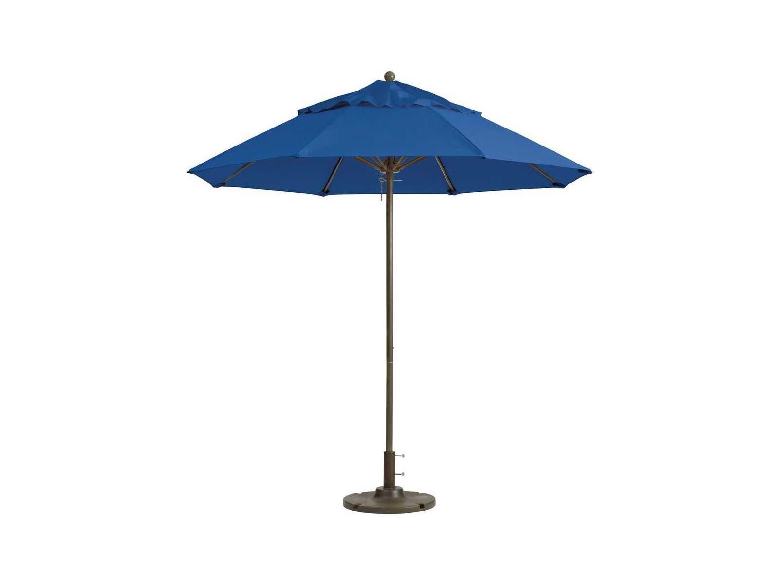 Grosfillex Windmaster Aluminum 9 Foot Round Fiberglass Patio Umbrella in Pacific Blue