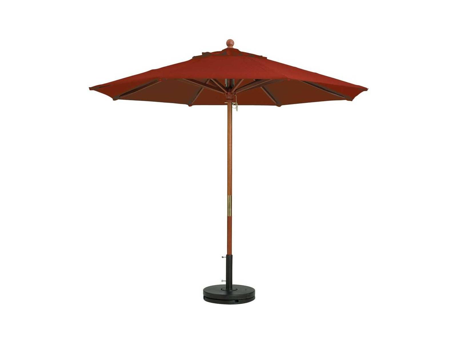 Grosfillex Market Wood 9 Foot Round Outdoor Umbrella in Terra Cotta