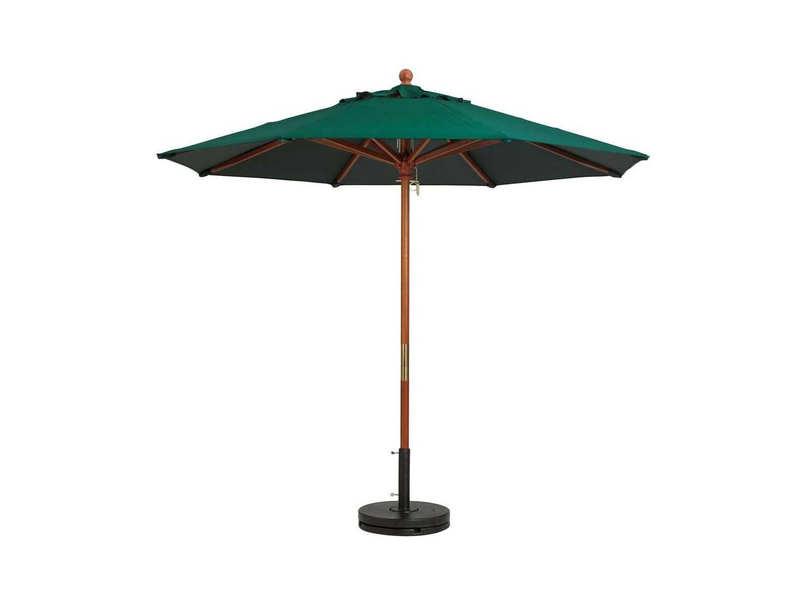 Grosfillex Market Wood 7 Foot Round Outdoor Patio Umbrella in Fern Green