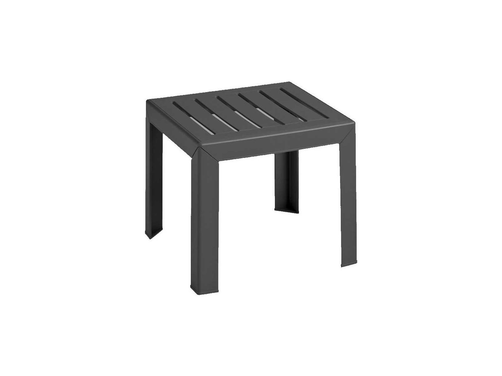 Grosfillex Bahai Resin Charcoal Square Low Outdoor Patio End Table
