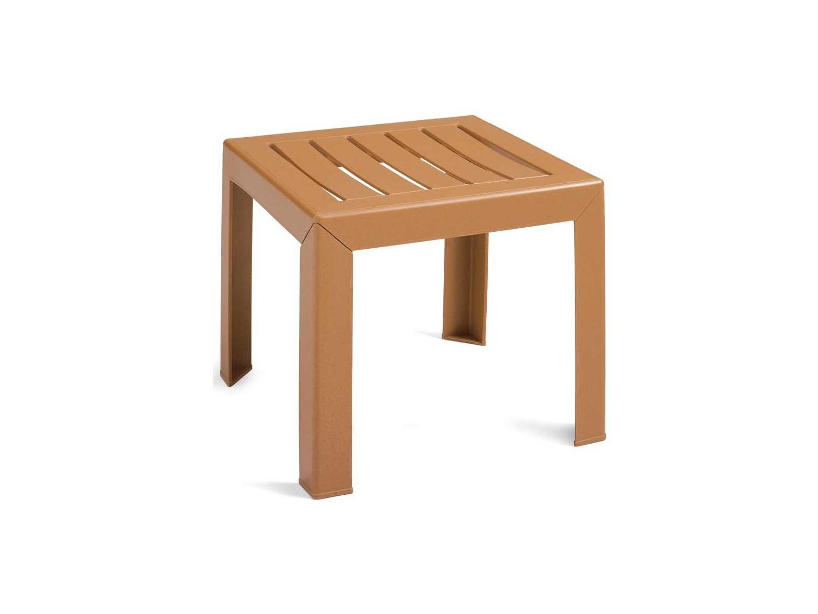 Grosfillex Bahai Resin Teakwood Square End Low Table