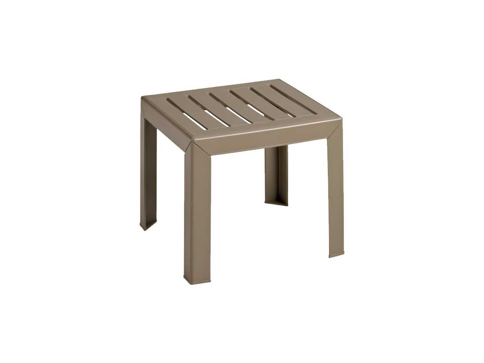 Grosfillex Bahai Resin Taupe Square Patio End Table