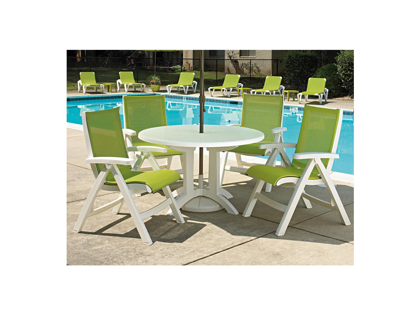 Grosfillex Jamaica Beach Resin Sling Outdoor Patio Lounge Set