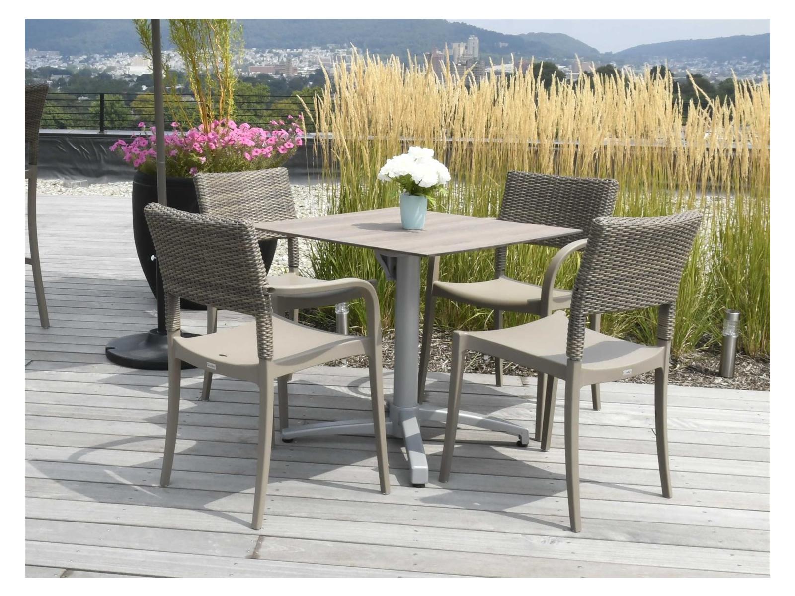 Grosfillex Java Resin French Taupe Outdoor Patio Dining Set