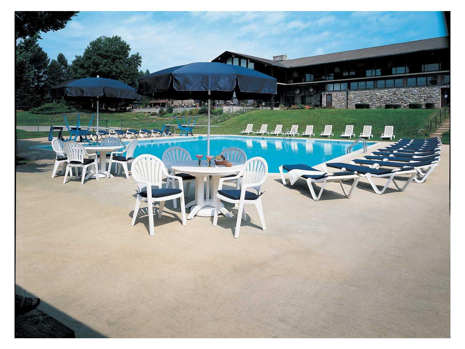 Grosfillex Pacific Fanback Resin White Patio Dining Set