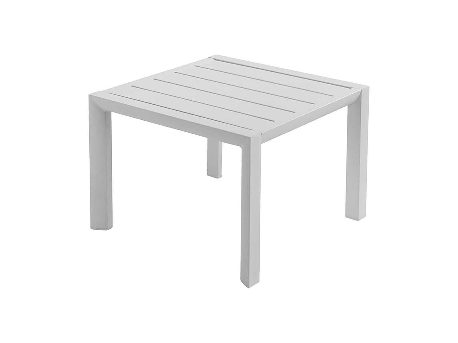 Grosfillex Sunset Aluminum Glacier White Square Low Outdoor End Table